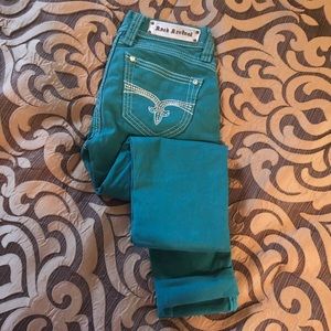 [Rock Revival] Skinny Teal Denim Pants with Jewels